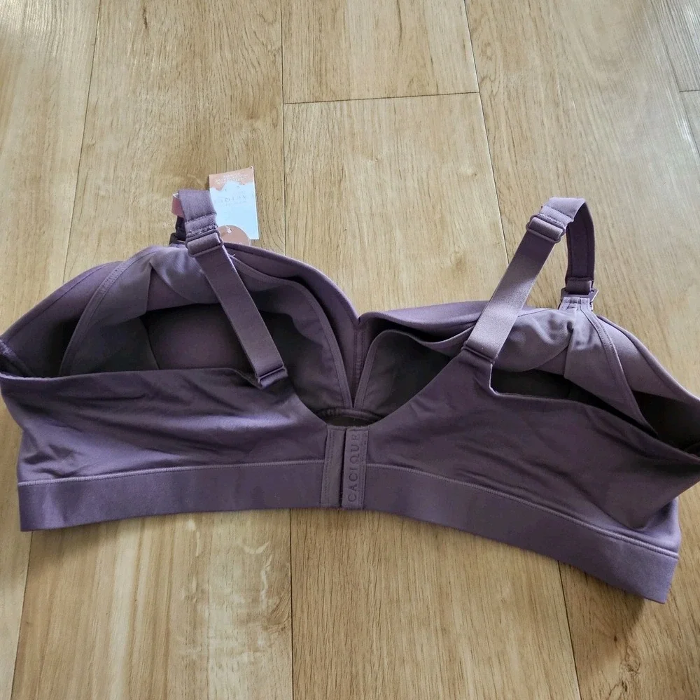 Cacique Lightly Lined Full Coverage No Wire Nursing Bra 44C Purple Mesh Cutout